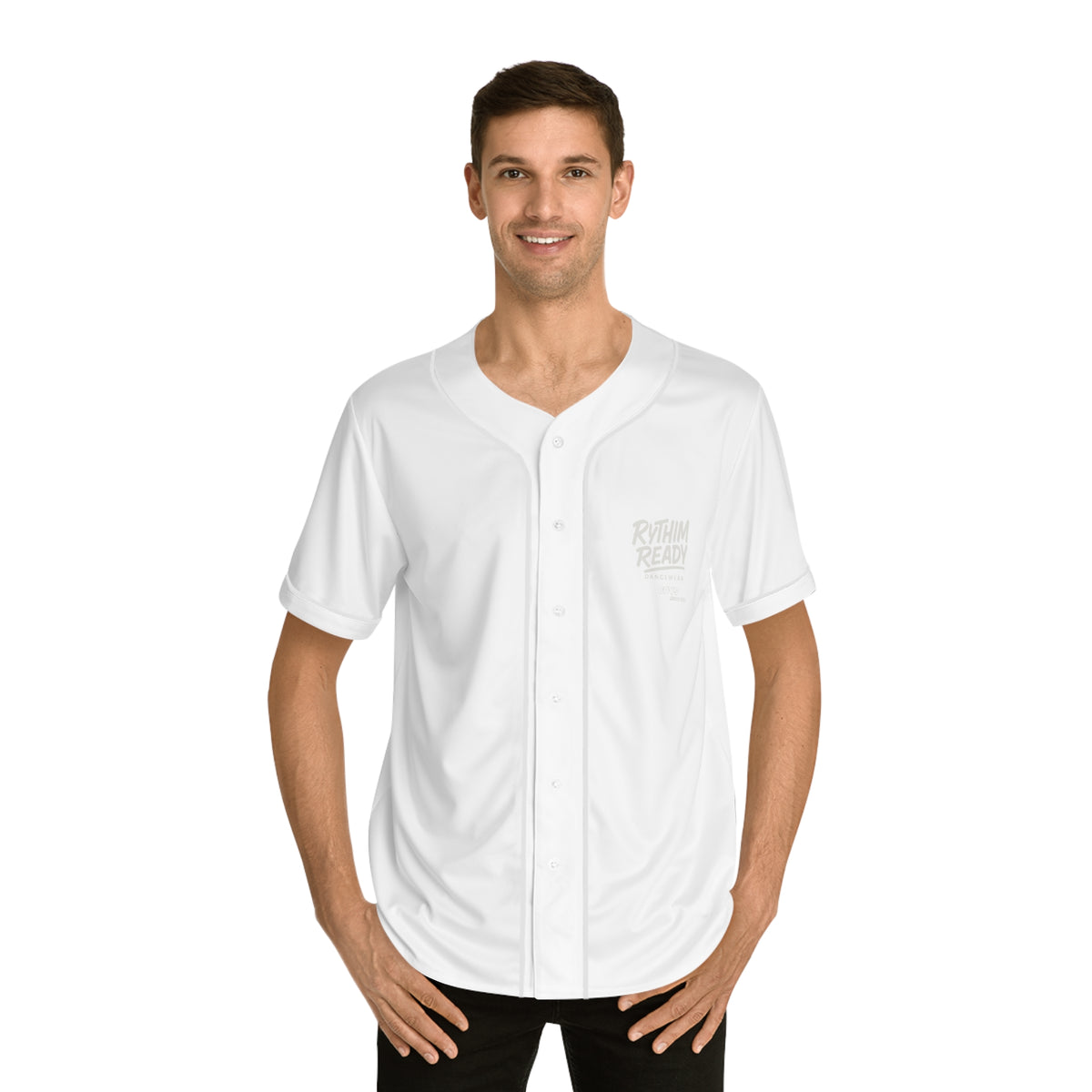 Rhythm Ready Black Baseball Jersey — 'Rhythm Ready' Chest Logo