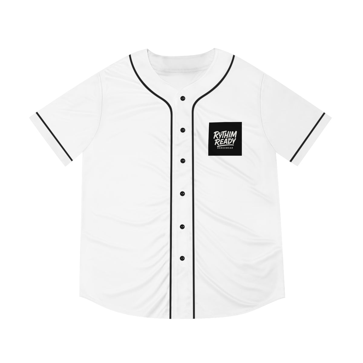 Rhythm Ready Black Baseball Jersey — 'Rhythm Ready' Chest Logo