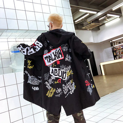 Hip Hop Style Hooded Casual Mid-Length Men's Coat