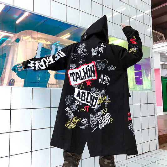 Hip Hop Style Hooded Casual Mid-Length Men's Coat